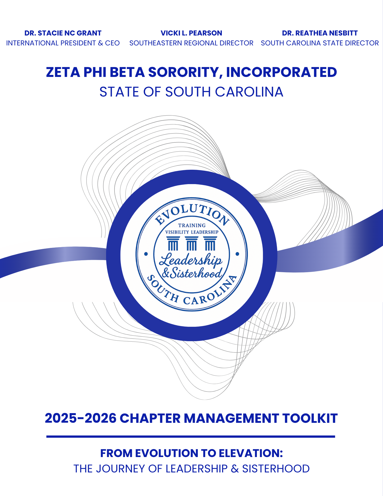 Cover of the 2025–2026 Chapter Management Toolkit, From Evolution to Elevation: The Journey of Leadership & Sisterhood